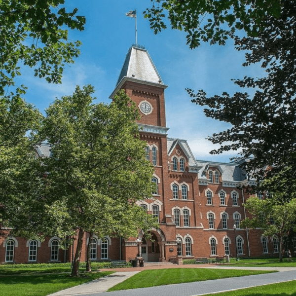 College building with trees